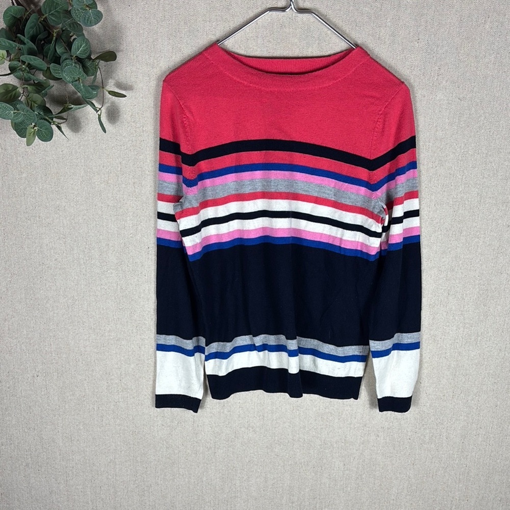 Talbots > Striped Pink and Navy Sweater Large